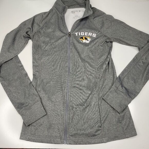 M MU Majestic MISSOURI UNIVERSITY MIZZOU TIGERS zip jacket pockets gray medium - Picture 11 of 11